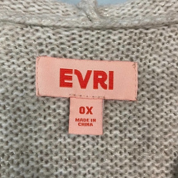 EVRI Pull Over V-Neck Hoodie Tunic Metallic Thread Lightweight Sweater Plus 0X - Picture 8 of 13